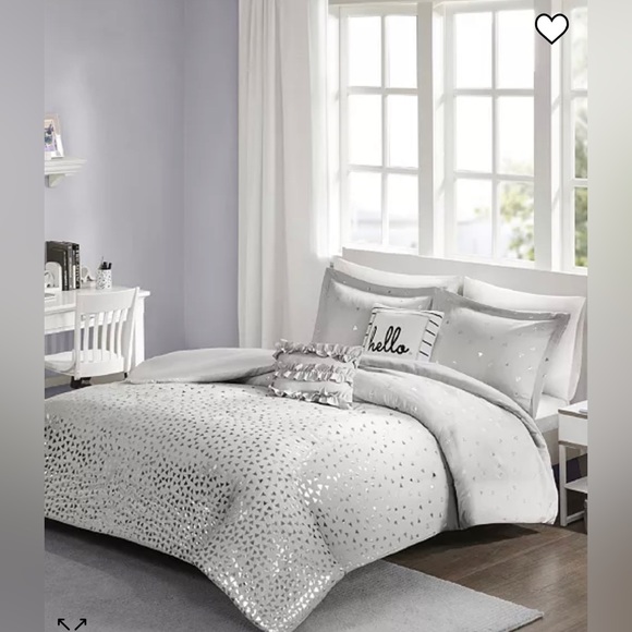 NWT!! Intelligent Design Duvet Set Metallic, Twin/Twin XL, Grey/Silver, … - Picture 4 of 8